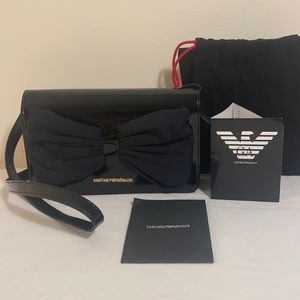 Emporio Armani, black paten leather purse